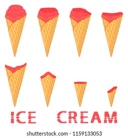 Colorful logo icon for natural chilli ice cream sorbet in different forms. Chilli pattern consisting of sweet cold ice cream sorbet, tasty frozen dessert. Fresh taste fruit ice cream sorbet of chilli.
