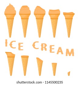 Colorful logo icon for natural feijoa ice cream sorbet in different forms. Feijoa pattern consisting of sweet cold ice cream sorbet, tasty frozen dessert. Fresh taste fruit ice cream sorbet of feijoa.