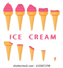 Colorful logo icon for natural plum ice cream sorbet in different forms. Plum pattern consisting of sweet cold ice cream sorbet, tasty frozen dessert. Fresh taste fruit ice cream sorbet from plum.