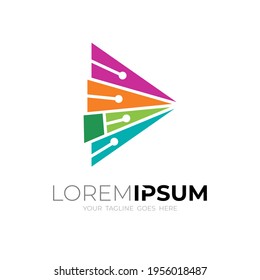 Colorful logo with play design technology, simple tech
