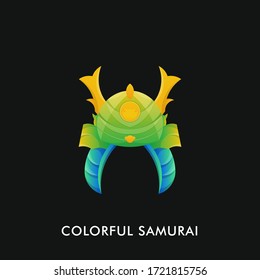 bunter Logo mit Samurai-Konzept.