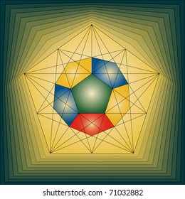 colorful logo in a shape of pentagon and dodecahedron