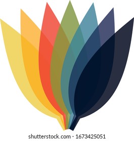 Colorful logo symbolizing arrowheads, laid out like an open flower