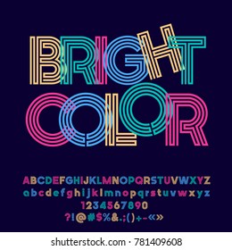 Colorful logo with text Bright Color. Vector Alphabet letters, Numbers and Punctuation Symbols