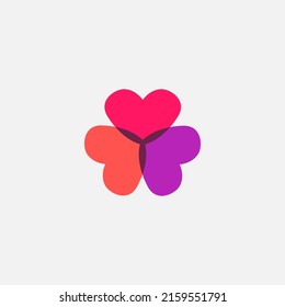 Colorful Logo Of Three Hearts Symbolizes A Group Of People, Mutual Aid, Team, Support, Community, Help, Teamwork