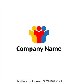 Colorful logo with three stylized figures in yellow, red, and blue, symbolizing unity and diversity, with 'Company Name' text below.