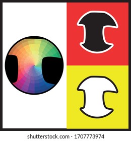 logotipo de color vectorial I con negro y blanco