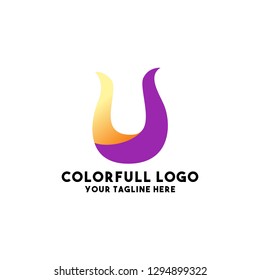 colorful logo vector with gradient design 3d color concept