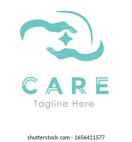 Colorful Logo vector illustration with dummy text and tagline for any social service or institute or medical service or business which is showing 'Care' for people.