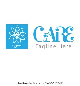 Colorful Logo vector illustration with dummy text and tagline for any social service or institute or medical service or business which is showing 'Care' for people.