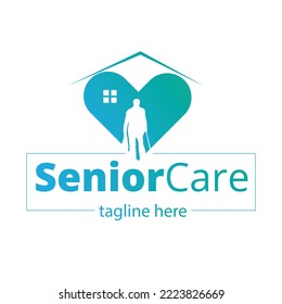 Colorful logo vector illustration for Senior's care. care for old age peoples icon with dummy text on white background.