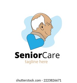 Colorful logo vector illustration for Senior's care. care for old age peoples icon with dummy text on white background.