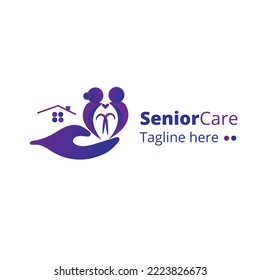 Colorful logo vector illustration for Senior's care. care for old age peoples icon with dummy text on white background.