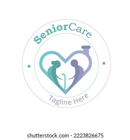 Colorful logo vector illustration for Senior's care. care for old age peoples icon with dummy text on white background.