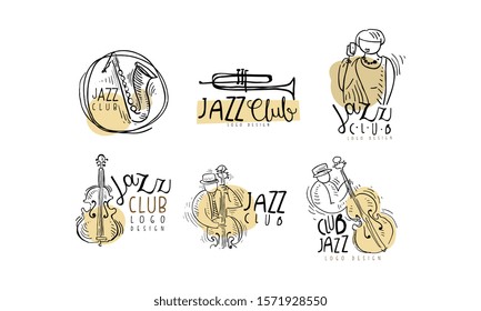 Colorful Logos Vector Set for Jazz Festival or Live Concert