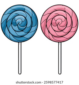 Colorful lollipop candies isolated vector illustration on white background