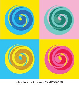 colorful lollipop cavalcade circular vector graphic, colored pinwheel clipart