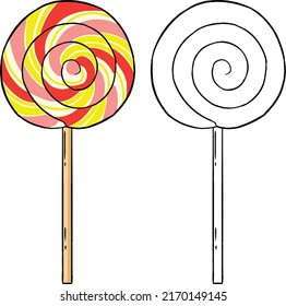 Colorful Lollipop. Perfect for practicing coloring, drawing, printing, wallpaper, prints, cards, etc.