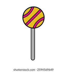 Colorful lollipop with pink and yellow stripes