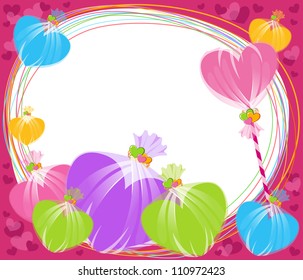colorful lollipop in the shape of a heart