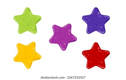 Colorful lollipop stars icons. Different colors of candy kid for eat and education at logical game. Childhood educational and mental home playing. Flat vector illustration isolated on white background