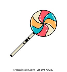 Colorful lollipop sweet candy. Retro vector illustration isolated on white background