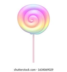 Colorful lollipop - sweet hard candy on stick. Confectionary vector design.