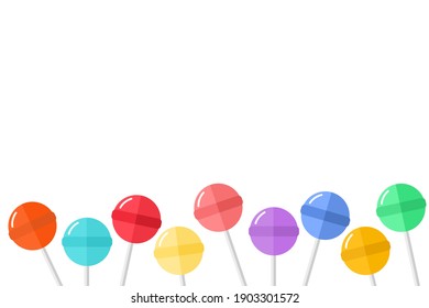 colorful Lollipops candy on white background.
