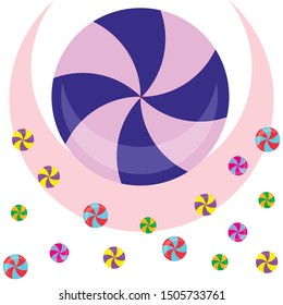Colorful lollipops on pastel background in flat style design. Vector background cute candy.