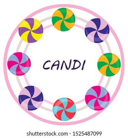 Colorful lollipops on pastel background in flat style design. Vector background cute candy