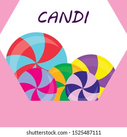 Colorful lollipops on pastel background in flat style design. Vector background cute candy