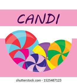 Colorful lollipops on pastel background in flat style design. Vector background cute candy
