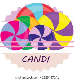 Colorful lollipops on pastel background in flat style design. Vector background cute candy