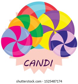 Colorful lollipops on pastel background in flat style design. Vector background cute candy