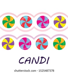 Colorful lollipops on pastel background in flat style design. Vector background cute candy