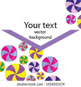 Colorful lollipops on pastel background in flat style design. Vector background cute candy.