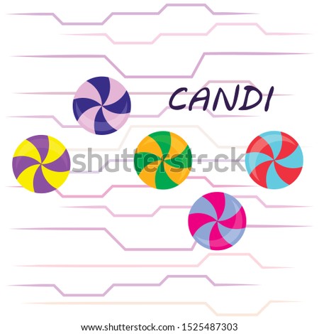 Colorful lollipops on pastel background in flat style design. Vector background cute candy