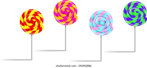 colorful lollipops white background,vector illustration