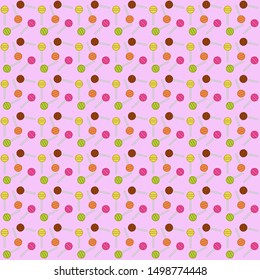 Colorful lolly pops pattern on pink background