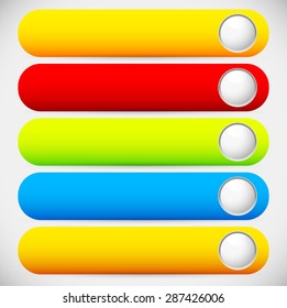 Colorful (long) button, banner backgrounds with circle. Empty space for your message / icons, symbols.