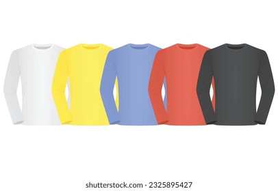 Colorful long sleeve t shirt set. vector illustration