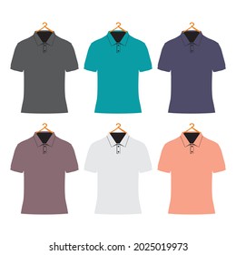 Colorful long sleeve t-shirt designs and patterns, along with hangers. This vector design is very easy to re-edit according to our wishes.