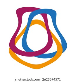 Colorful loop design. Soft abstract shape. Intertwined curved form. Vector artistic figure.