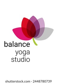 Colorful lotus flower logo. Design of yoga or mindfulness studio, spa, wellness. Harmony and balance logo.