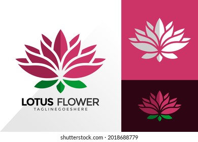 Colorful Lotus Flower Logo Vector Design. Abstract emblem, designs concept, logos, logotype element for template
