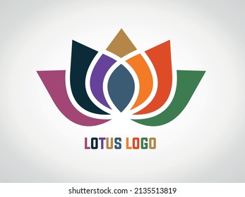 Colorful lotus flower themed logo. Lotus flower logo that can be used for zen, spa and relaxation