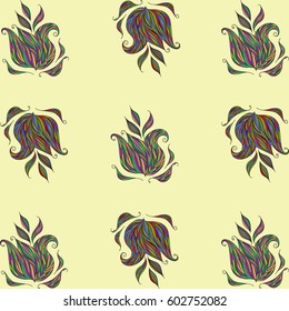 Colorful Lotus flower vector yellow pattern.