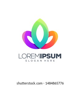 colorful lotus logo design vector illustration