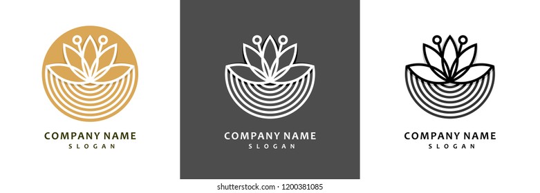 Colorful lotus logo set. Royal lotus flower for health luxury industry logo idea design illustration.