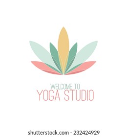 Colorful lotus. Logo for yoga studio. White background.